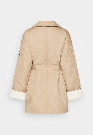 Tommy Hilfiger QUILTED PEACOAT Winter coat beige СТЕГАНЫЙ БУЛЬТ Зимнее пальто бежевый