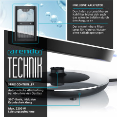 Arendo Arendo Wasserkocher, 1,7 l, 2200 W, Edelstahl, Retro Style Vintage, Uberhitzungs Trockenkochschutz, rot natur Чайник Arendo, 1,7 л, 2200 Вт, нержавеющая сталь, винтажный ретро-стиль, защита от перегрева при сухом кипячении, красный