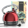 Arendo Arendo Wasserkocher, 1,7 l, 2200 W, Edelstahl, Retro Style Vintage, Uberhitzungs  Trockenkochschutz, rot natur Чайник Arendo, 1,7 л, 2200 Вт, нержавеющая сталь, винтажный ретро-стиль, защита от перегрева при сухом кипячении, красный