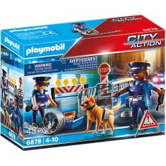 PLAYMOBIL PLAYMOBIL 2er Set: 6873 Polizei-Einsatzwagen + 6878 Polizei-Strassensperre Набор PLAYMOBIL из 2 предметов: полицейская машина 6873 + полицейский блокпост 6878.