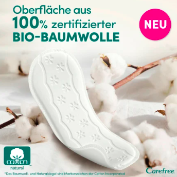 Carefree  Slipeinlagen Organic Cotton Normal 30 St, Карефри Ежедневные прокладки из органического хлопка Normal 30шт, 1 упаковка (30штук)