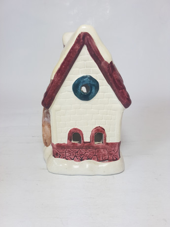 Подсвечник винтажный керамический в виде дома, 9,5 x 7,5 x 13 см, Германия, 1960-70гг.