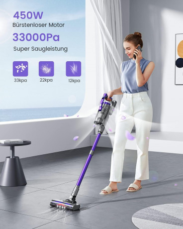 Honiture Honiture Akku-Hand-und Stielstaubsauger, 450,00 W, 33KPA Akku Staubsauger, Anti-Tangle-Staubsauger, 55 Minuten Laufzeit, Kantenreinigung, 1.2L Staubbehalter  Беспроводной ручной и стержневой пылесос Honiture, 450,00 Вт, беспроводной пылесос 33 кП