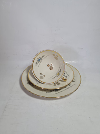 Чайное трио винтажное Winterling Marktleuthen Bavaria с геометричными элементами и цветами, фарфор, Германия, 1960-70гг.