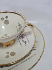 Чайное трио винтажное Winterling Marktleuthen Bavaria с геометричными элементами и цветами, фарфор, Германия, 1960-70гг.