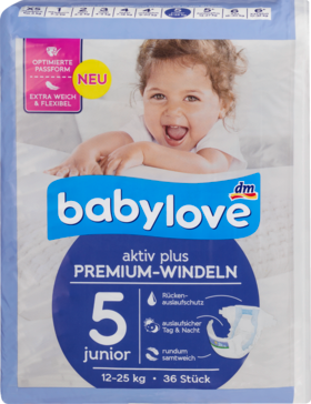 babylove aktiv plus Premium-Подгузники Размер junior 12-25kg, 36 шт