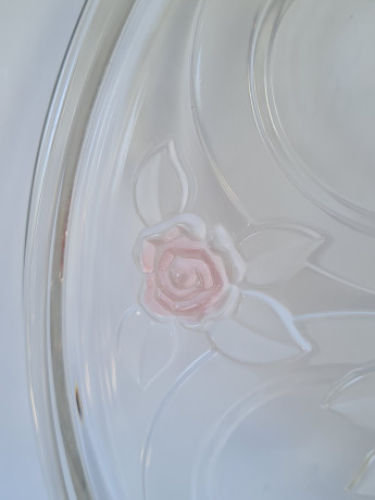 Тарелка винтажная для сервировки Walther Glas с декором в виде роз, заводская упаковка, хрусталь, 33,5 x 2 см, Германия, 1960-70гг.