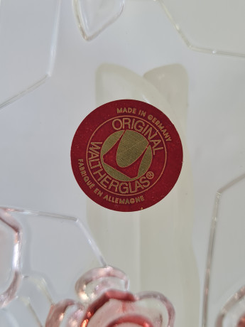 Тарелка винтажная для сервировки Walther Glas с декором в виде роз, заводская упаковка, хрусталь, 33,5 x 2 см, Германия, 1960-70гг.