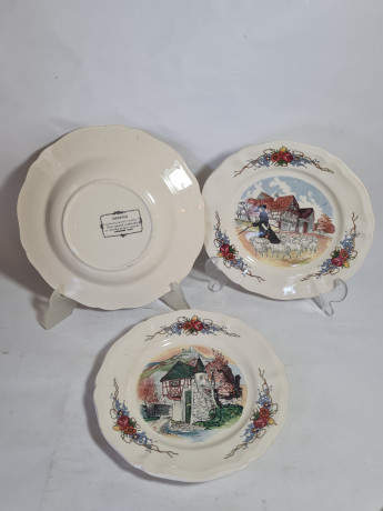 Тарелки декоративные винтажные Sarreguemines France / Obernai, H.Loux с изображениями сельской жизни, керамика, 5 шт., Франция, 1960-70гг.