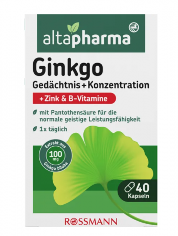 altapharma Ginkgo Gedachtnis+Konzentration Гинкго для улучшения памяти и концентрации, 40шт