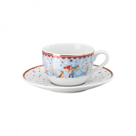 Hutschenreuther Hutschenreuther Jahresartikel Weihnachten 2022 Cappuccinotasse 0,22 L mit Untertasse 16 cm 'Weihnachtsabend' 2-tlg. Ежегодная статья Hutschenreuther Рождество 2022 Чашка для капучино 0,22 л с блюдцем 16 см "Сочельник" 2 шт.