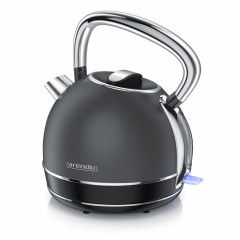 Arendo Arendo Wasserkocher, 1,7 l, 2200 W, Edelstahl, Retro Style Vintage, Uberhitzungs Trockenkochschutz, grau Чайник Arendo, 1,7 л, 2200 Вт, нержавеющая сталь, винтажный ретро-стиль, защита от перегрева при сухом кипячении, серый