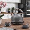 Arendo Arendo Wasserkocher, 1,7 l, 2200 W, Edelstahl, Retro Style Vintage, Uberhitzungs  Trockenkochschutz, grau  Чайник Arendo, 1,7 л, 2200 Вт, нержавеющая сталь, винтажный ретро-стиль, защита от перегрева при сухом кипячении, серый