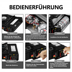 HOMELUX HOMELUX Gaskocher Campingkocher 2,2 KW mit 227g Gaskartuschen Camping Gas Kocher, (8-St), 2,2 KW  Газовая плита HOMELUX походная 2,2 кВт с газовыми баллончиками 227 г походная газовая плита, (8 шт.), 2,2 кВт