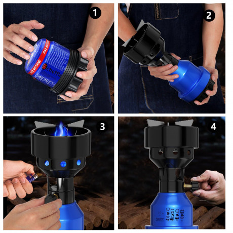 HOMELUX HOMELUX Gaskocher Campingkocher Camping Gaskocher Kohleanzunder fur Outdoor, fur Camping, Picknic oder Wanderungen Schwarz Газовая плита HOMELUX, походная плита, походная газовая плита, угольная зажигалка для улицы, кемпинга, пикника или походов