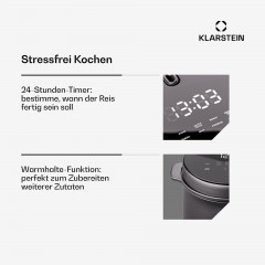 Klarstein Klarstein Reiskocher Kenbu, 400 W, mit dampfgarer Elektrisch Multifunktions Kocher Schwraz Rot Рисоварка Klarstein Kenbu, 400 Вт, с пароваркой, электрическая многофункциональная плита Черный