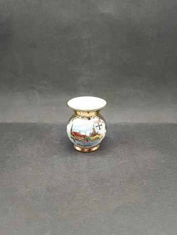 Ваза миниатюрная винтажная Gerold Porzellan Bavaria "Констанц", с позолотой, фарфор, 6 х 5.5 см, Германия, 1970-80гг.