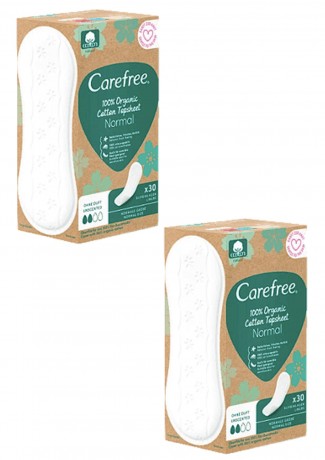Carefree  Slipeinlagen Organic Cotton Normal 30 St, Карефри Ежедневные прокладки из органического хлопка Normal 30шт, 2 упаковки (60штук)