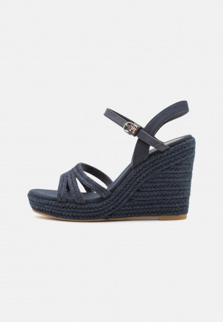 Tommy Hilfiger ESSENTIAL BASIC WEDGE High heeled sandals space blue ESSENTIAL BASIC WEDGE Босоножки на высоком каблуке космический синий