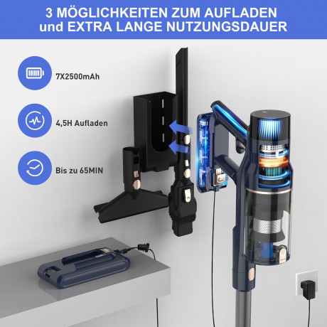 LBF LBF Akku-Stielstaubsauger VICSONIC S7, 480,00 W, 7-in-1 Staubsauger,Touchscreen,180° Faltbar,4 Leistungsstufe,bis 65Min  Беспроводной пылесос LBF VICSONIC S7, 480,00 Вт, пылесос 7-в-1, сенсорный экран, складной на 180°, 4 уровня мощности, до 65 минут