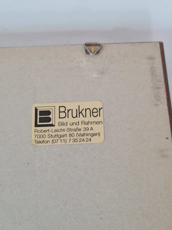 Картина в раме винтажная в черно-белых тонах "Старая площадь" Brukner Stuttgart, 31,5 x 42 см, Германия, 1960-70гг.