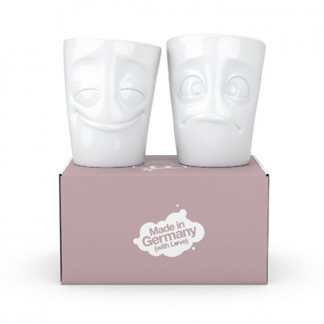 Fiftyeight Products TV Tassen Becher ohne Henkel Set 2-tlg. - vergnugt & verdutzt 0,35 L Набор чашек для телевизора без ручки 2 шт. - счастливый и озадаченный 0,35 л