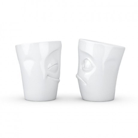 Fiftyeight Products TV Tassen Becher ohne Henkel Set 2-tlg. - vergnugt & verdutzt 0,35 L Набор чашек для телевизора без ручки 2 шт. - счастливый и озадаченный 0,35 л