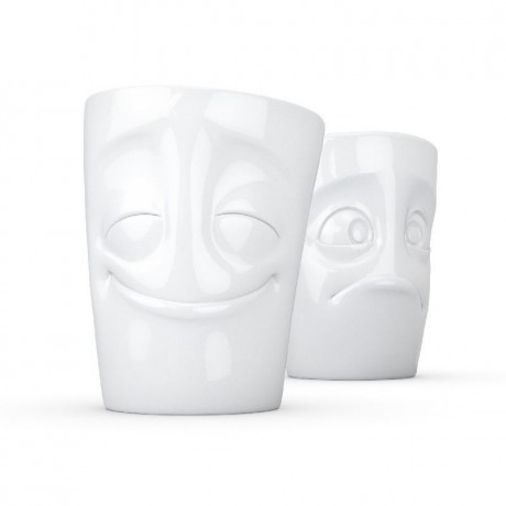 Fiftyeight Products TV Tassen Becher ohne Henkel Set 2-tlg. - vergnugt & verdutzt 0,35 L Набор чашек для телевизора без ручки 2 шт. - счастливый и озадаченный 0,35 л