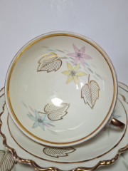 Winterling Marktleuthen Bavaria Чайное трио с рельефным позолоченным краем и цветочным рисунком, Германия, 1960-70гг.