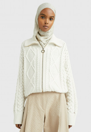 Tommy Hilfiger ZIP-THRU RELAXED Cardigan weathered white ZIP THRU RELAXED Кардиган выветрившийся белый