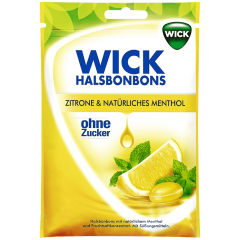 Wick Hustenbonbons Zitrone &amp; Menthol Освежающие драже со вкусом цитрусовых фруктов и мятой 72г
