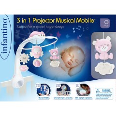 Infantino Infantino 3 in 1 Musikmobile und Projektor Rosa Infantino 3 в 1 Музыкальный мобильный телефон и проектор Розовый