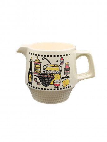 Кувшин винтажный Staffel Limburg, кремовый с ярким декором, керамика, 20 х 13.5 см, Германия, 1970-80гг.