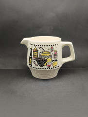 Кувшин винтажный Staffel Limburg, кремовый с ярким декором, керамика, 20 х 13.5 см, Германия, 1970-80гг.