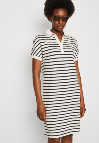 Tommy Hilfiger RELAXED POLO KNEE DRESS Day dress breton/white/desert sky ПЛАТЬЕ ДО КОЛЕН ПОЛО RELAXS Повседневное платье бретонский/белый/небо пустыни
