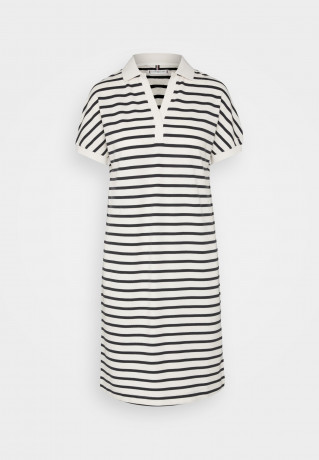 Tommy Hilfiger RELAXED POLO KNEE DRESS Day dress breton/white/desert sky ПЛАТЬЕ ДО КОЛЕН ПОЛО RELAXS Повседневное платье бретонский/белый/небо пустыни