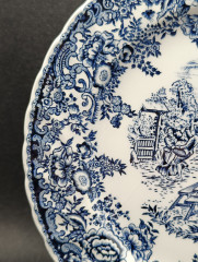 Набор тарелок винтажных Luneville / Коллекция English, в синих тонах, ручная роспись, 4 шт., керамика, 20 см, Франция, 1960-70гг.