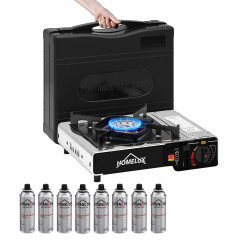 HOMELUX HOMELUX Gaskocher Edelstahl Campingkocher 2,2 KW mit 227g Gaskartuschen Gas Kocher, (8-St), 2,2 KW  Газовая плита HOMELUX походная из нержавеющей стали, 2,2 кВт, с газовыми баллонми 227 г, газовая плита, (8 шт.), 2,2 кВт