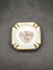 Пепельница с позолотой Waldershof Bavaria "Гармиш-Партенкирхен" винтажная, фарфор, 8 х 8 см, Германия, 1970-80гг.