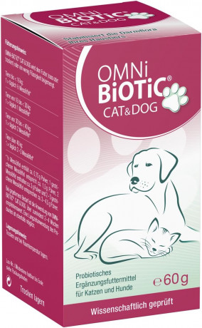OMNi BiOTiC CAT & Dog 60g, Инновационный пробиотик для кошек и собак, быстро восстанавливает баланс микрофлоры и укрепляет иммунитет, 60г