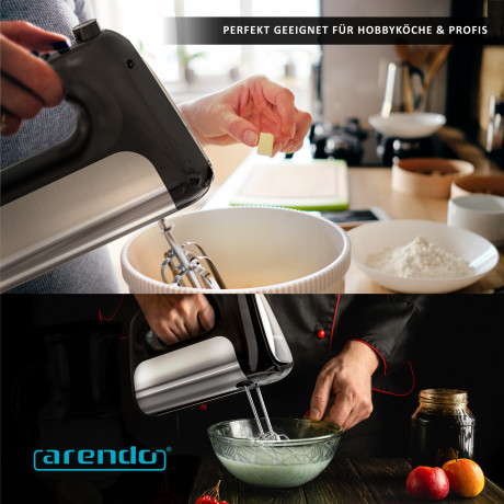 Arendo Arendo Handmixer, 500 W, Elektrischer Handruhrer inkl. 2 Quirle und 2 Knethaken, Handruhrgerat  Ручной миксер Arendo, 500 Вт, электрический ручной миксер, включая 2 венчика и 2 крюка для теста, ручной миксер