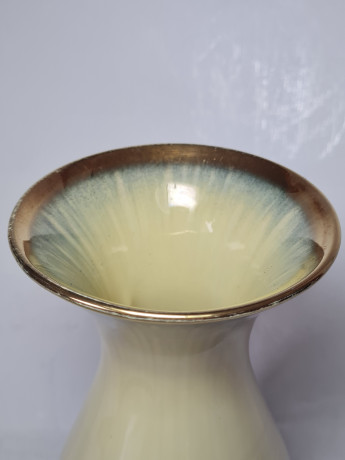 Винтажная ваза бело-синий фарфор с позолоченным ободком, 20 x 19 см, Германия, 1960-70гг.