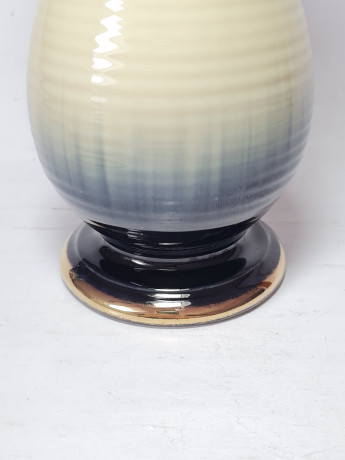 Винтажная ваза бело-синий фарфор с позолоченным ободком, 20 x 19 см, Германия, 1960-70гг.