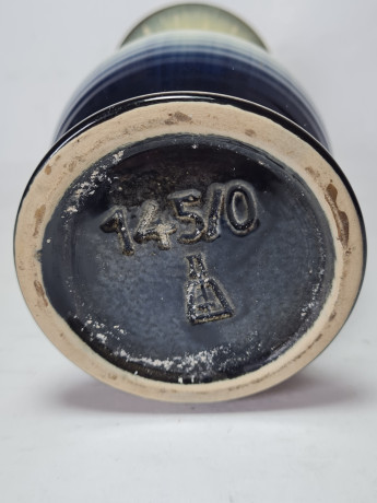 Винтажная ваза бело-синий фарфор с позолоченным ободком, 20 x 19 см, Германия, 1960-70гг.