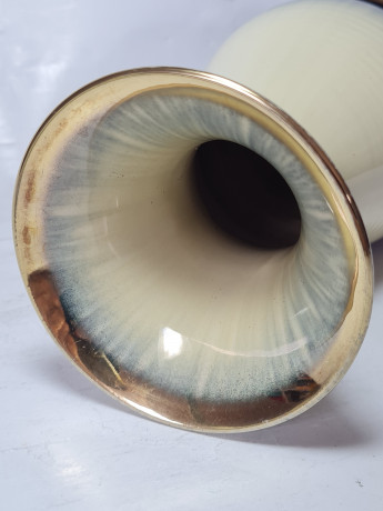 Винтажная ваза бело-синий фарфор с позолоченным ободком, 20 x 19 см, Германия, 1960-70гг.