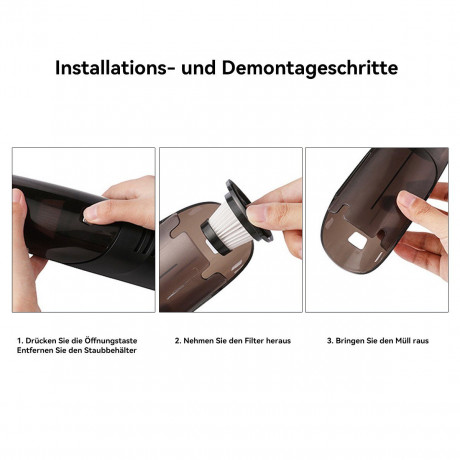 Hikeren Hikeren Akku-Handstaubsauger 3-in-1 Staubsauger,Nass- und Trockenbetrieb,Kabellos,Mit 2 Burste, Keine Tasche  Беспроводной ручной пылесос Hikeren Пылесос 3-в-1, влажная и сухая работа, беспроводной, с 2 щетками, без мешка