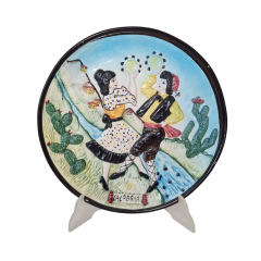 Тарелка декоративная винтажная Decor A Mano "Танцующая пара", ручная работа, 27,5 x 3 см, Италия, 1970-80гг.