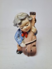 Винтажная фарфоровая фигурка  "Музыкант с контрабасом", 5см x 9см, Япония, 1960-70гг. 