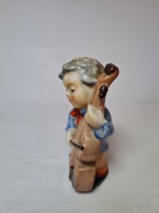 Винтажная фарфоровая фигурка  "Музыкант с контрабасом", 5см x 9см, Япония, 1960-70гг. 