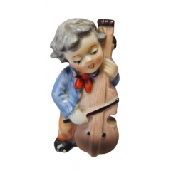 Винтажная фарфоровая фигурка  "Музыкант с контрабасом", 5см x 9см, Япония, 1960-70гг. 